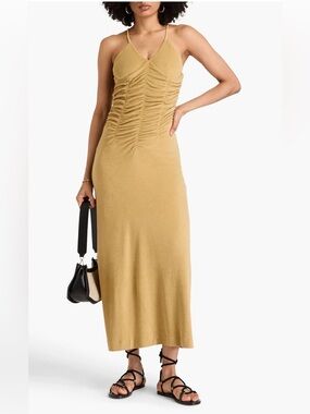 BITE Studios Marea Ruched Terry Midi Dress Tan NWT Size M